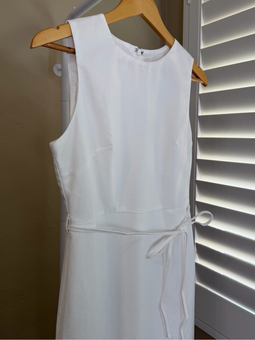 Commense White Linen Blend Sleeveless Midi Maxi Tie Waist Dress Small NWT - Picture 7 of 11